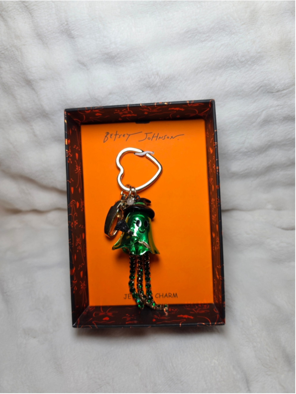 Betsey Johnson Ghost Key Charm One Size Green Black